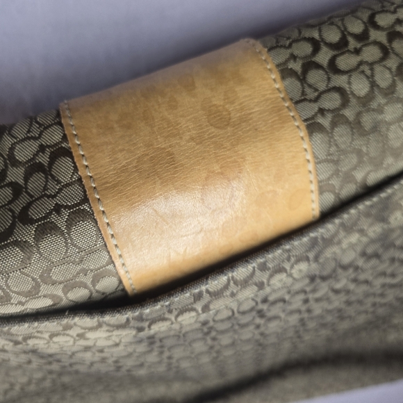 Coach Signature Hudson Commuter Messenger Bag Tan Laptop Diaper Travel - Picture 9 of 13